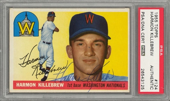 1955 Topps #124 Harmon Killebrew Signed Rookie Card - PSA Authentic